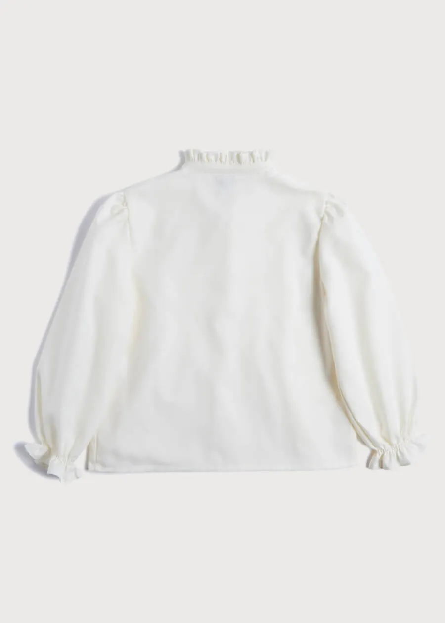 Mao Collar Romantic Blouse in White (12mths-10yrs)