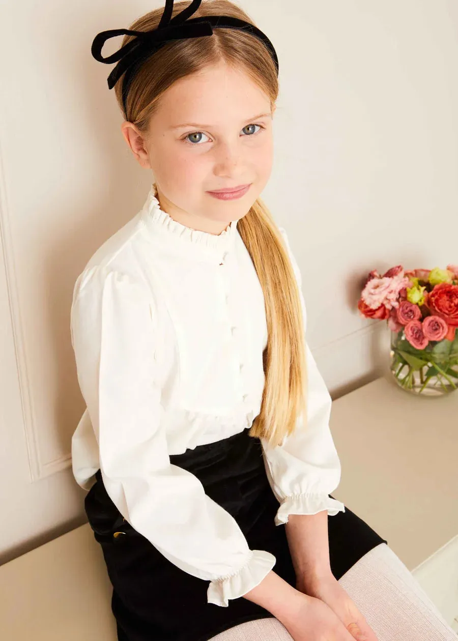Mao Collar Romantic Blouse in White (12mths-10yrs)