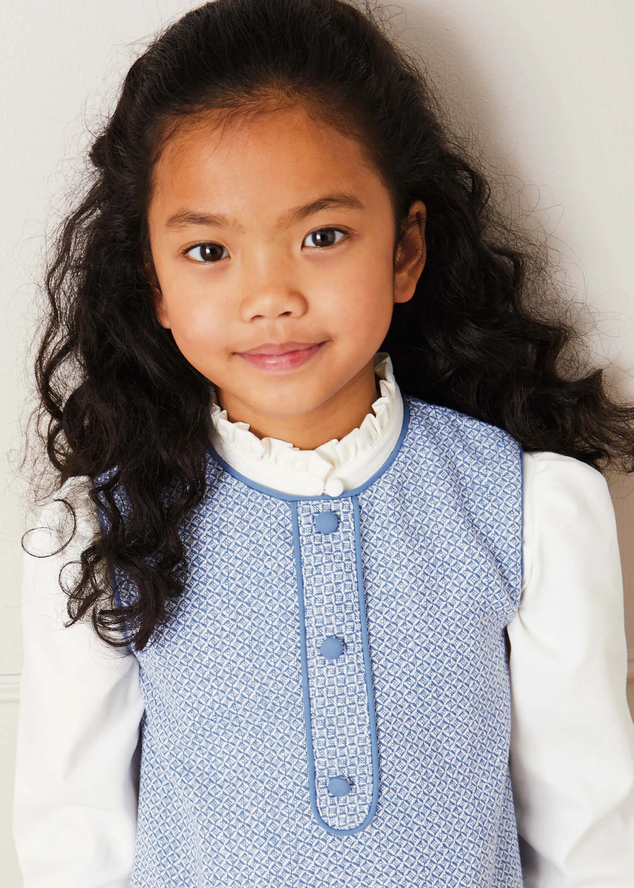 Mao Collar Romantic Blouse in White (12mths-10yrs)