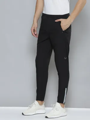 Men Black Solid Relaxed Fit Gym Track Pants