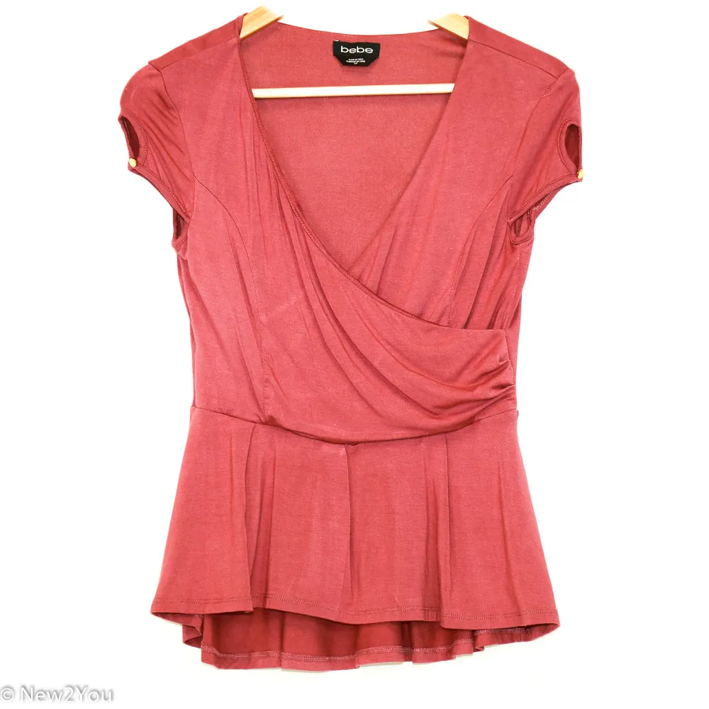 Merlot Deep V Blouse (Bebe)