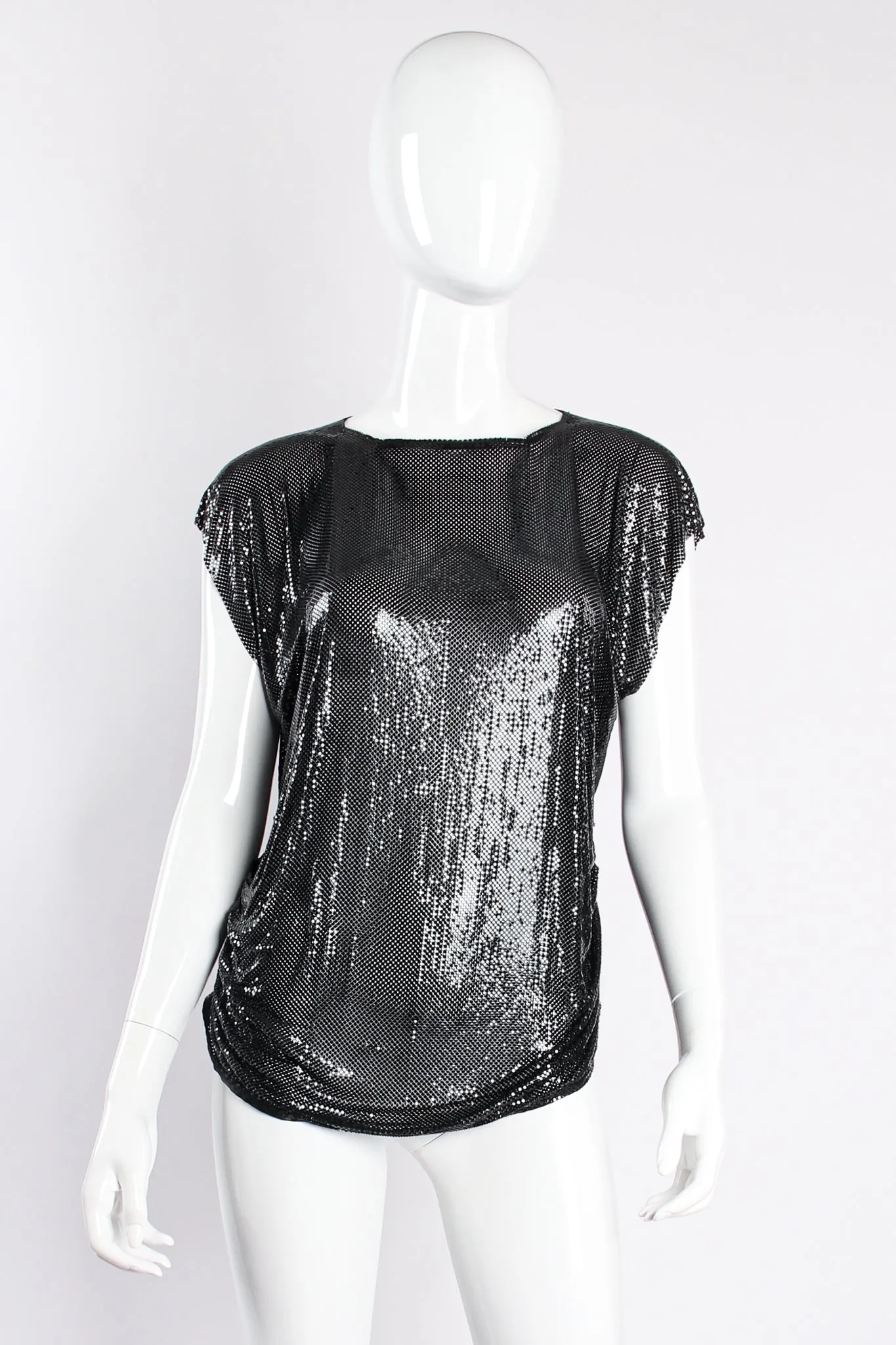 Metal Mesh Cap Sleeve Top