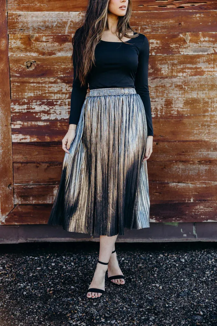 Metallic Pleat Skirt in Stardusk