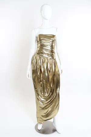 Metallic Strapless Ruched Gown
