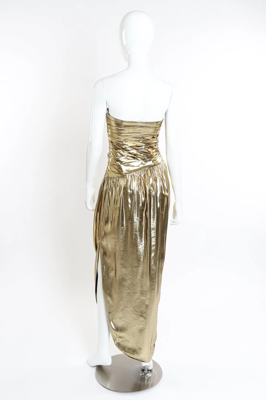 Metallic Strapless Ruched Gown