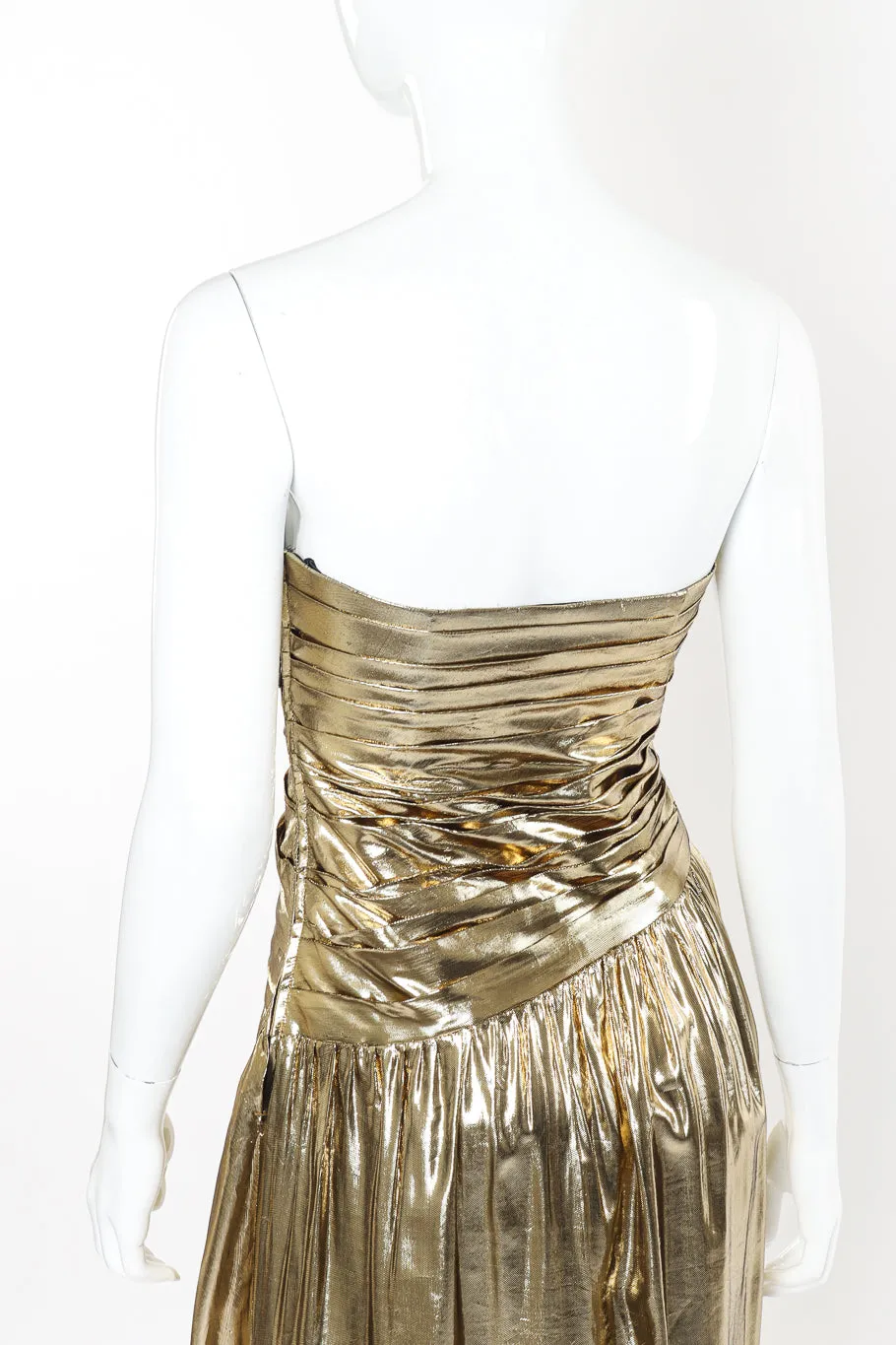 Metallic Strapless Ruched Gown