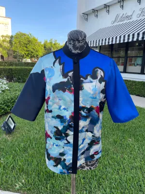 Mi Jong Lee Mandarin Collar Printed Blouse