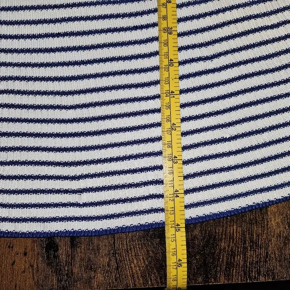 Michael Kors Royal Cobalt Blue White Striped Halter Neck Knit Dress