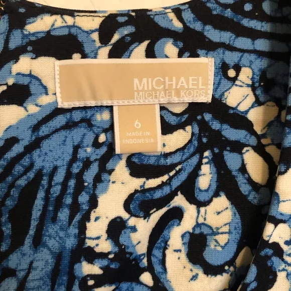 Michael Kors Sexy Paisley Pattern Dress Blue/white/black Size 4