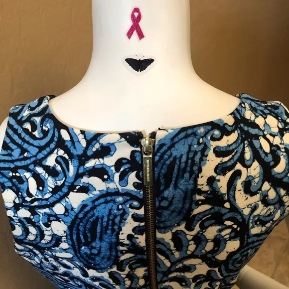 Michael Kors Sexy Paisley Pattern Dress Blue/white/black Size 4