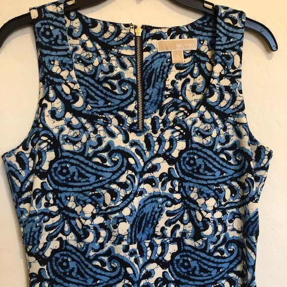 Michael Kors Sexy Paisley Pattern Dress Blue/white/black Size 4
