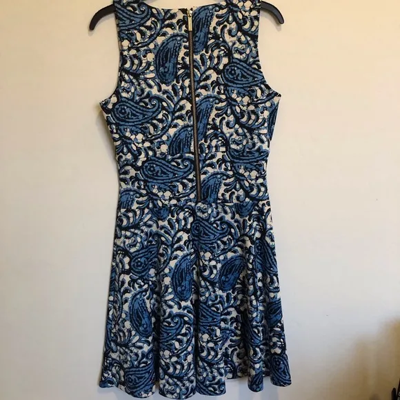 Michael Kors Sexy Paisley Pattern Dress Blue/white/black Size 4