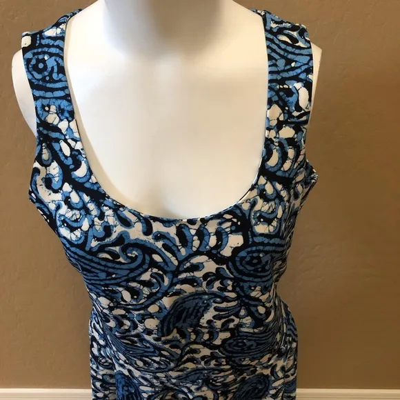 Michael Kors Sexy Paisley Pattern Dress Blue/white/black Size 4