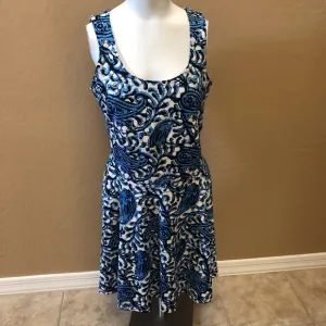 Michael Kors Sexy Paisley Pattern Dress Blue/white/black Size 4