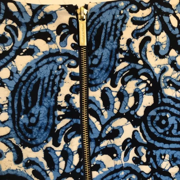 Michael Kors Sexy Paisley Pattern Dress Blue/white/black Size 4