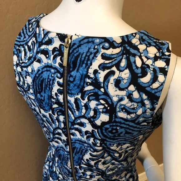 Michael Kors Sexy Paisley Pattern Dress Blue/white/black Size 4