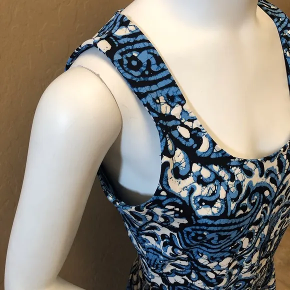 Michael Kors Sexy Paisley Pattern Dress Blue/white/black Size 4