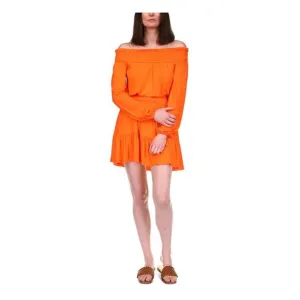MICHAEL MICHAEL KORS Womens Orange Unlined Long Sleeve Short Dress XXL