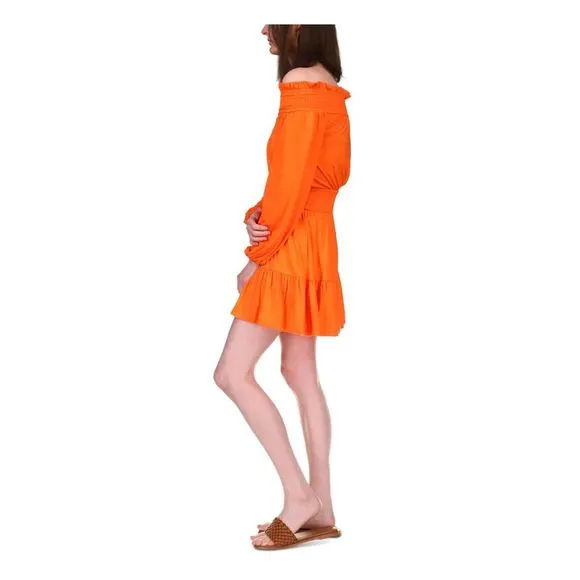 MICHAEL MICHAEL KORS Womens Orange Unlined Long Sleeve Short Dress XXL