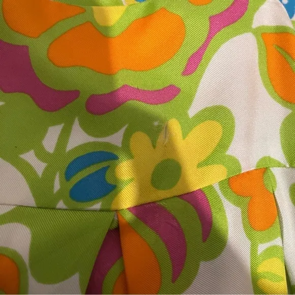 MILLY Retro Floral Print Resort Silk Pleated Skirt Size 4