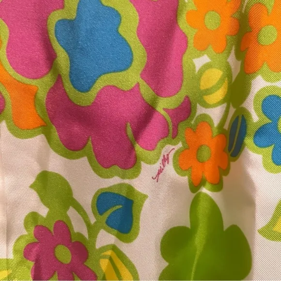 MILLY Retro Floral Print Resort Silk Pleated Skirt Size 4