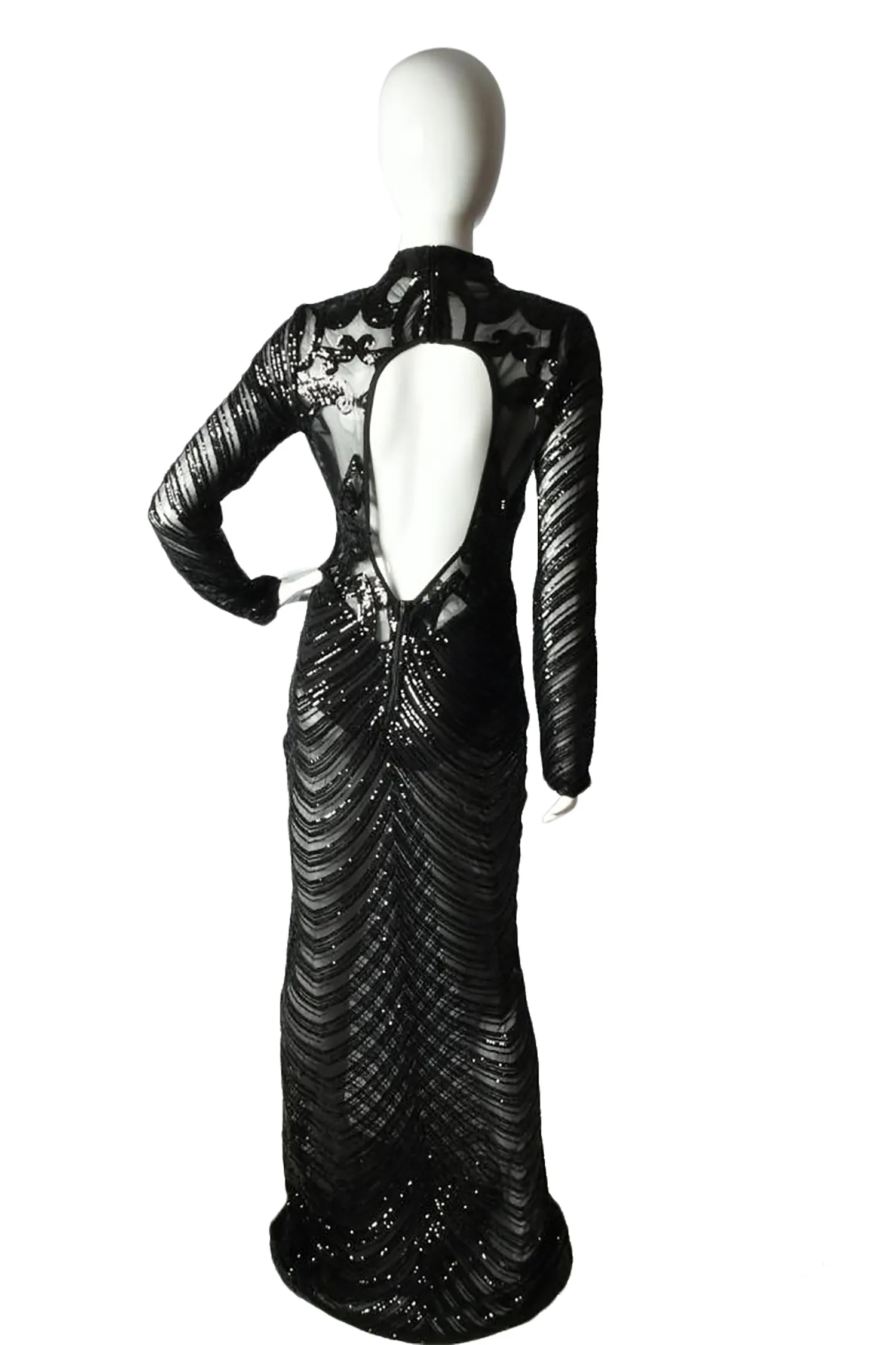 Miss Cutie Cute Choker Neck Long Sleeves Sequin Dress