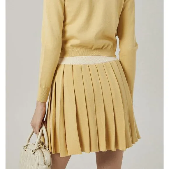 Miss Rosier Wool Stretch Pleated Y2K Mini Skirt M/L Preppy Academia $118