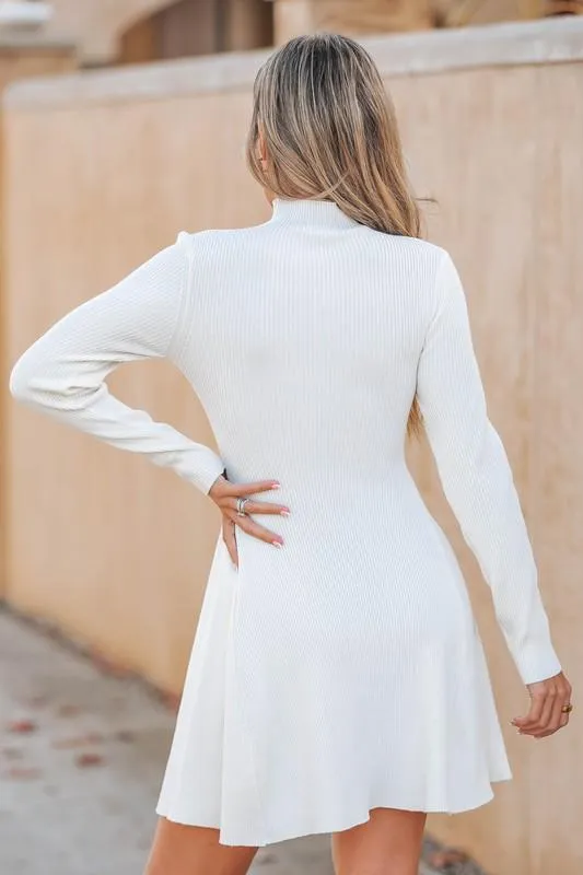 Mockneck jersey short dress