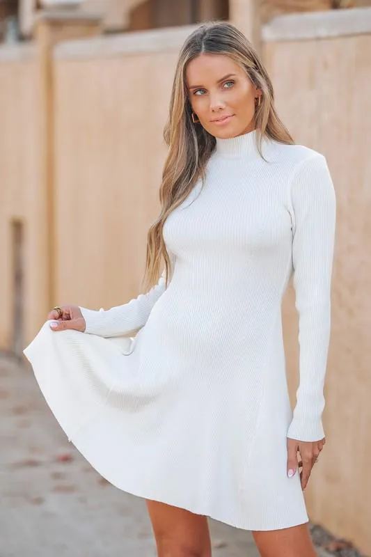 Mockneck jersey short dress
