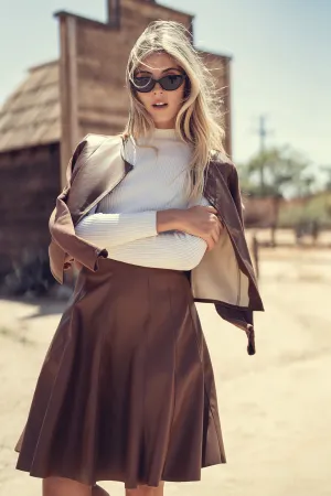 Modivea Leather Pleated Skirt