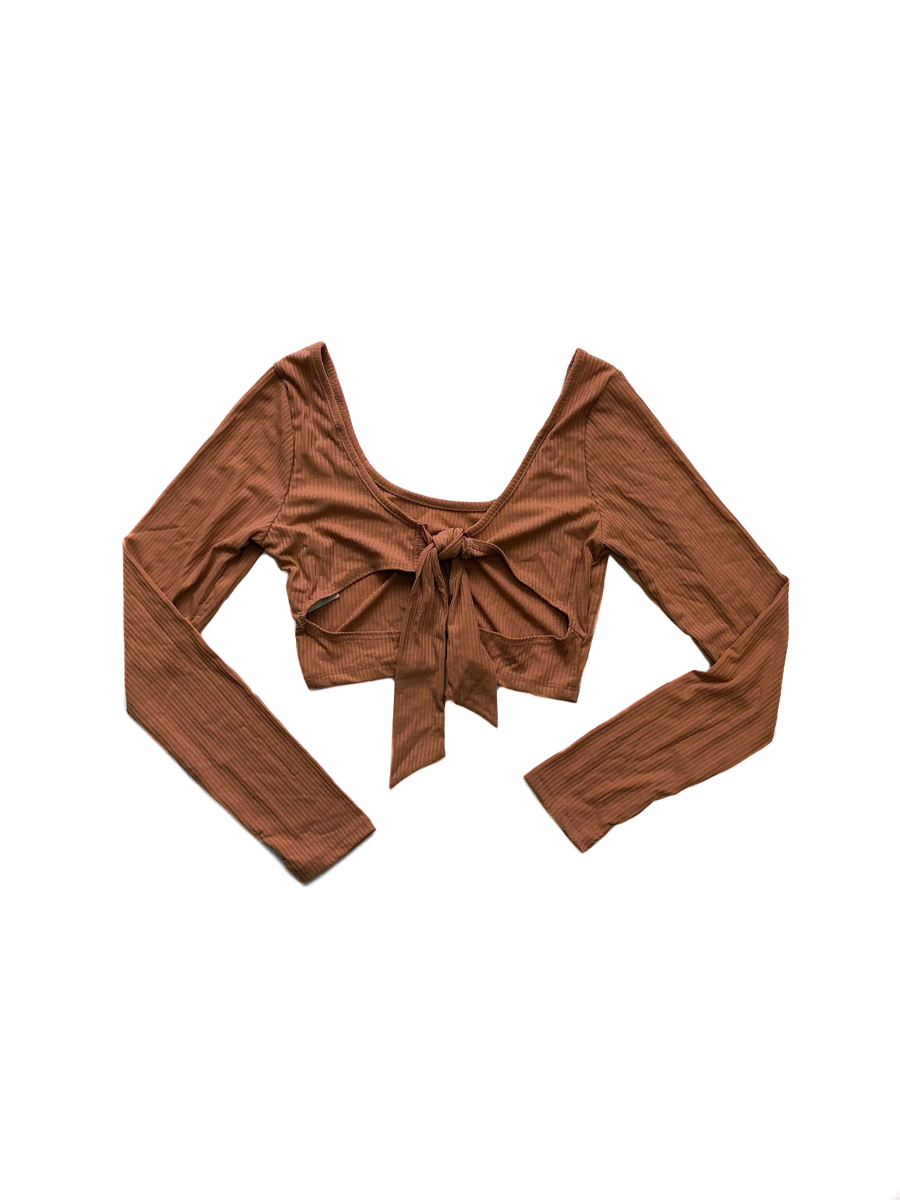 Morena Back Cutout Crop Top - Beige