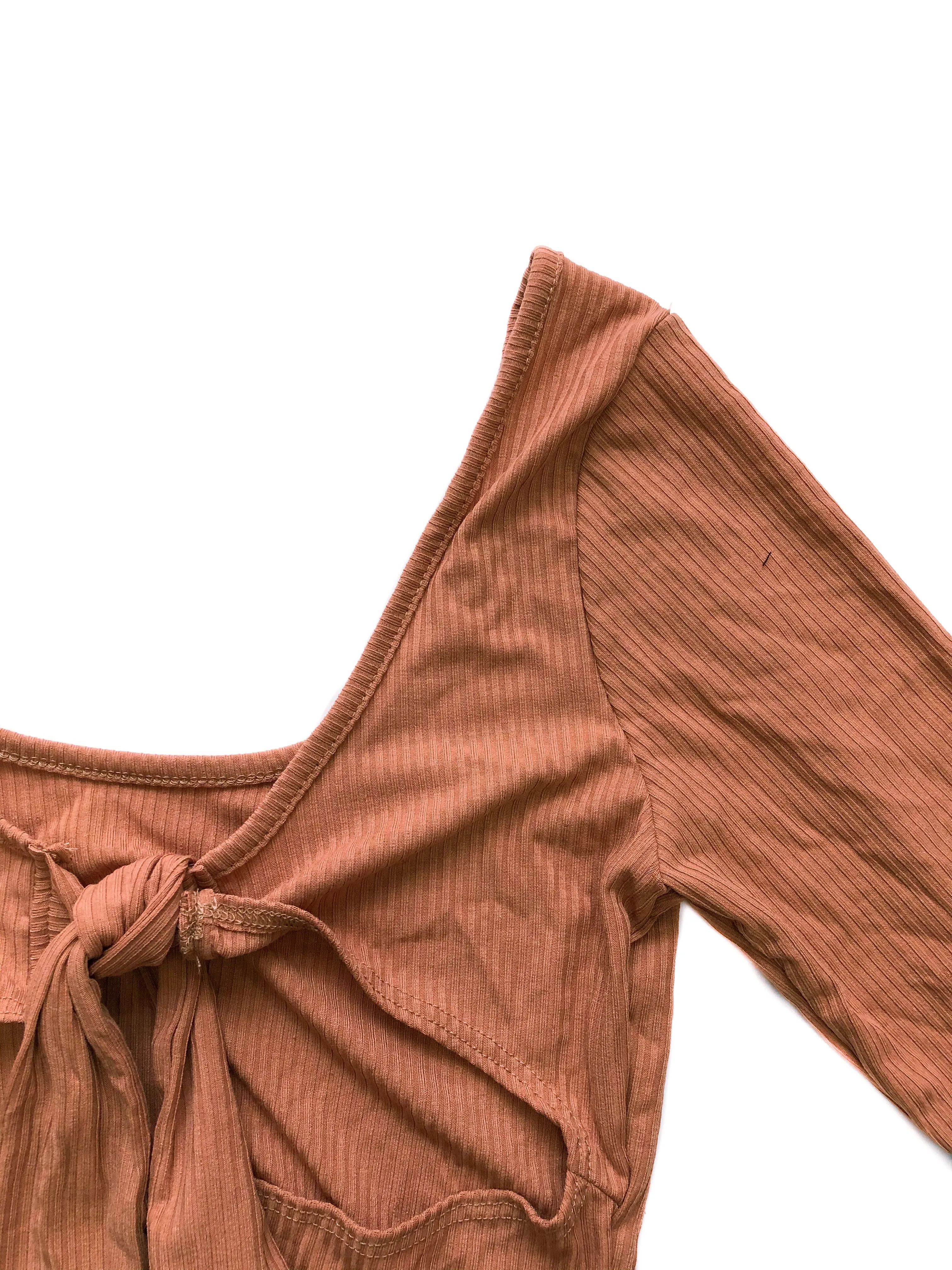 Morena Back Cutout Crop Top - Beige