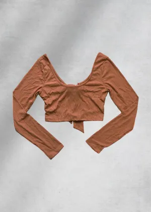 Morena Back Cutout Crop Top - Beige