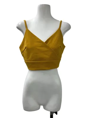 Mustard V-Neck Crop Blouse