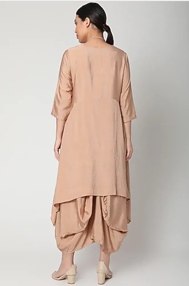 Nadia- Rose gold Indo Western Cowl Dress