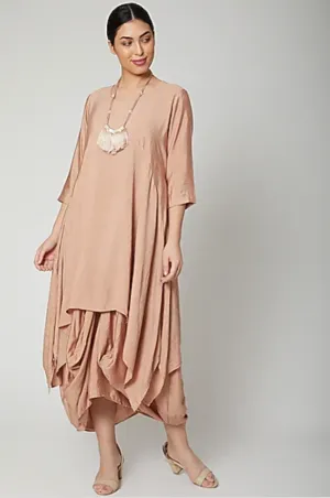 Nadia- Rose gold Indo Western Cowl Dress