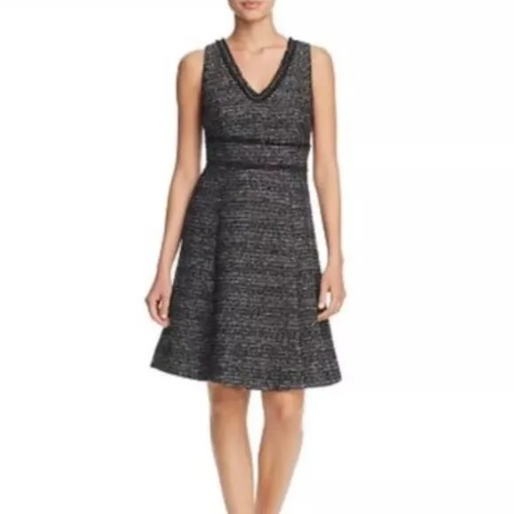 Nanette Nanette Lepore Metallic Bouclé Fit-and-Flare Dress