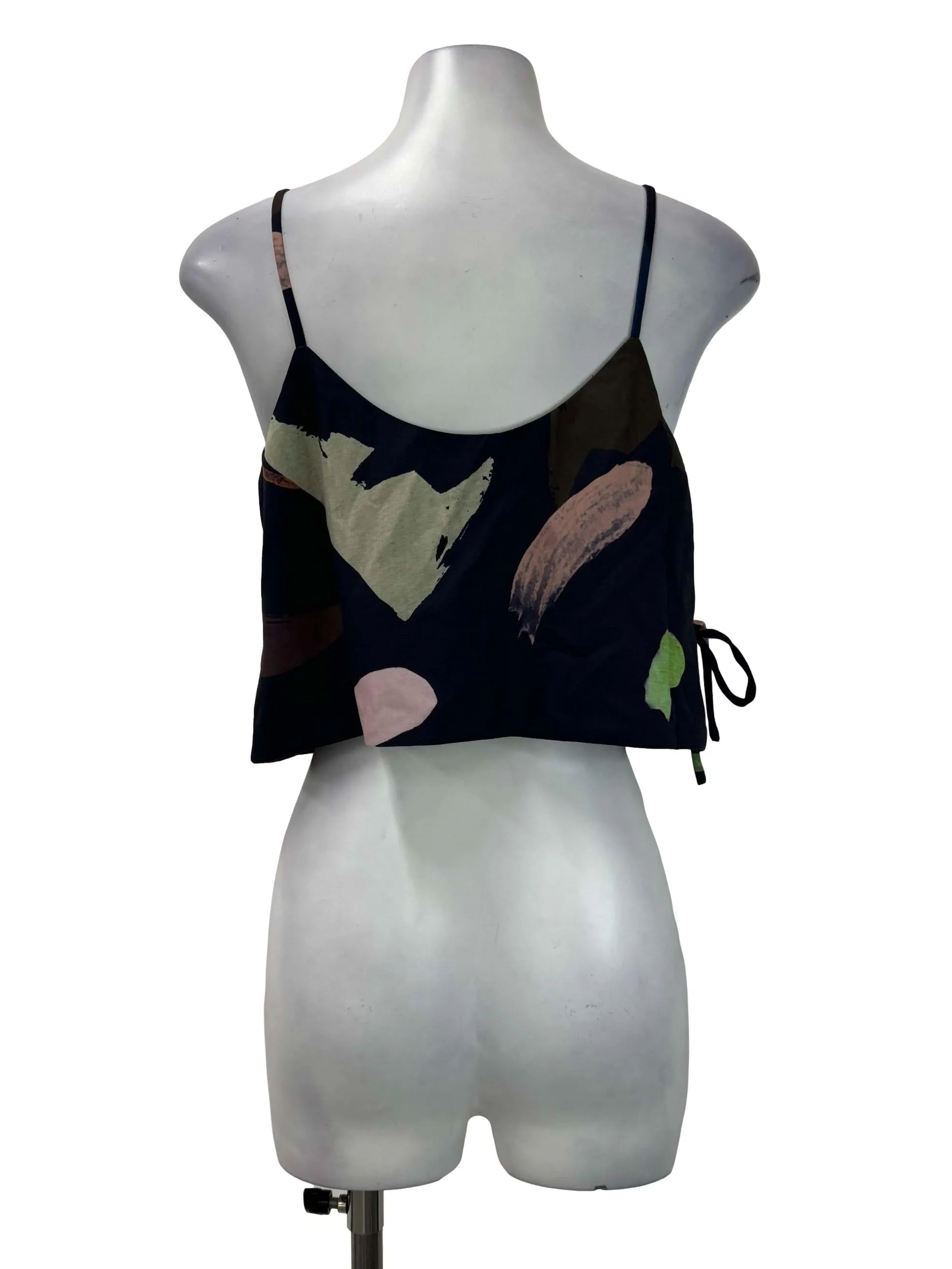 Navy Abstract Wrap Top