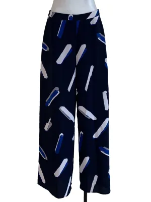 Navy Blue Abstract Formal Pants