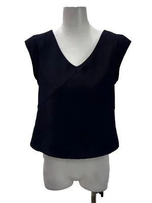 Navy Blue V-Neck Blouse