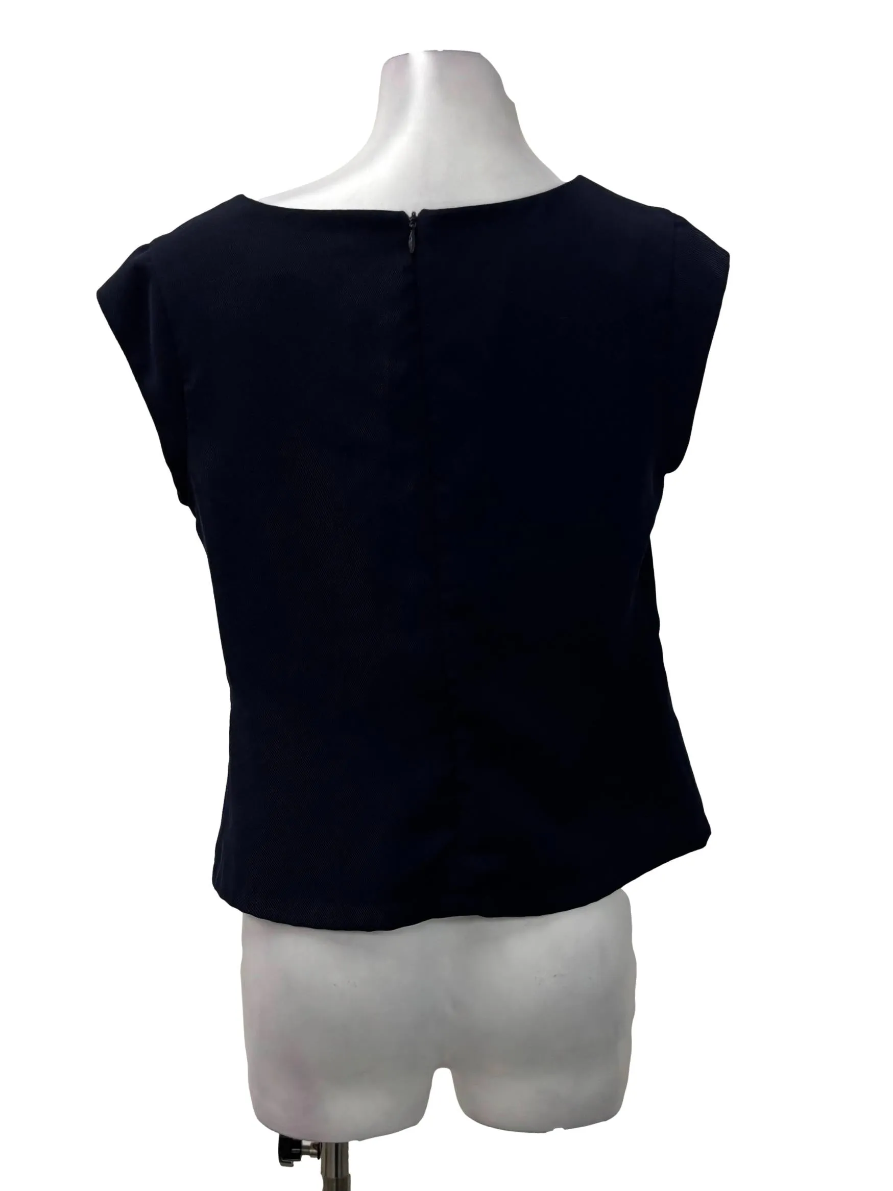 Navy Blue V-Neck Blouse