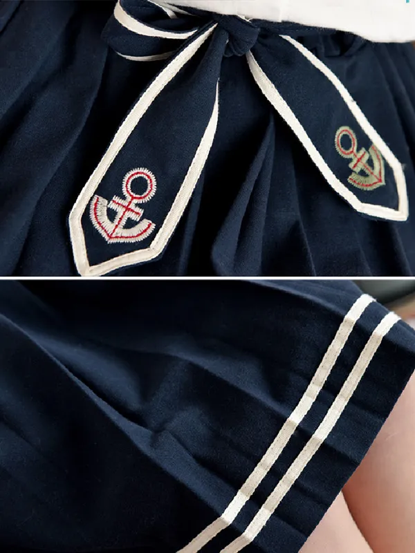 navy striped bow skirt