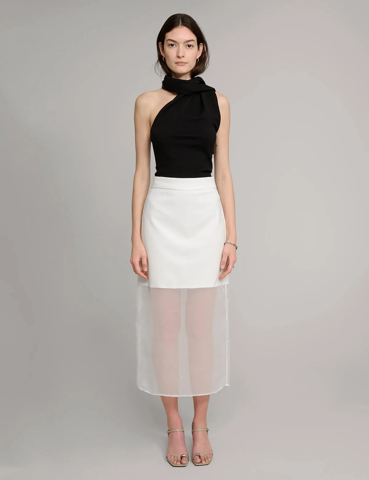 Neck Tie Knit Top