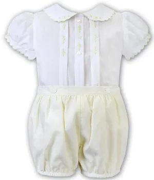 New In Sarah Louise Girls Smocked Blouse & Lemon Shorts Set
