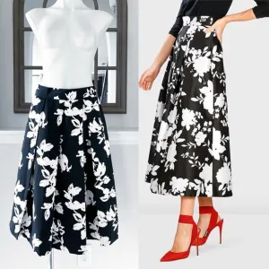 NEW Isaac Mizrahi Pleated Flare Floral Skirt, Size 10 New w/o Tag Retail $150