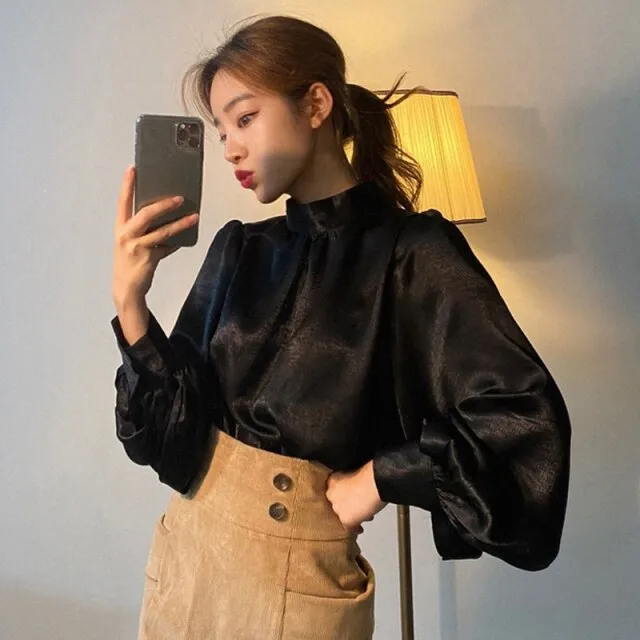 New Korean Fashion Smooth Blouse