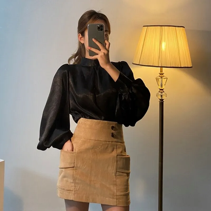 New Korean Fashion Smooth Blouse