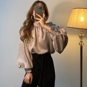 New Korean Fashion Smooth Blouse