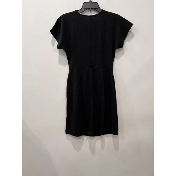New Madewell Women's Size XS Cross-Front Flutter-Sleeve Mini Dress Black