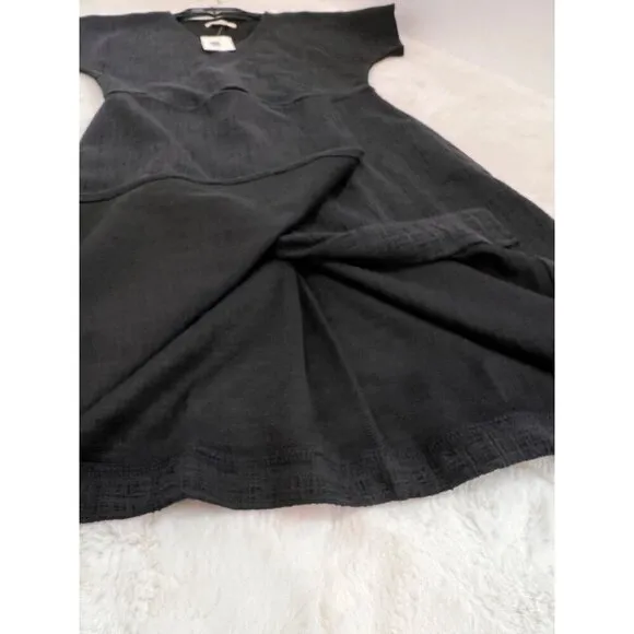 New Madewell Women's Size XS Cross-Front Flutter-Sleeve Mini Dress Black